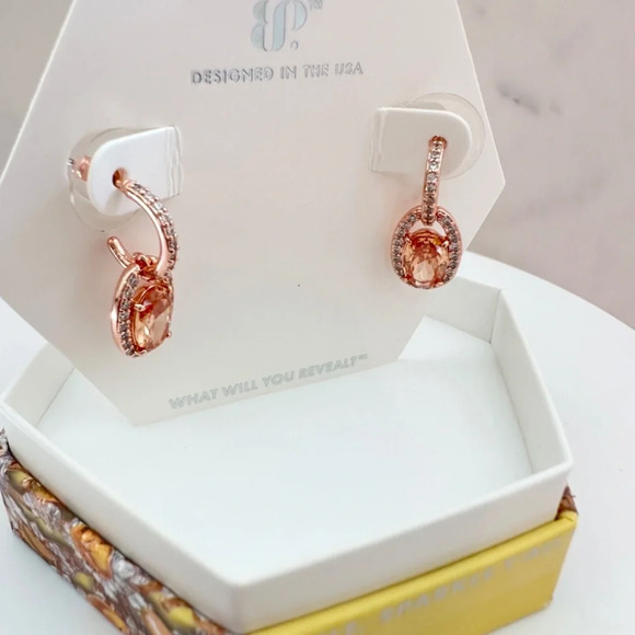 Bomb Party November Amber Topaz Sparkling Journeys Earrings RBP8407 NWT - Picture 2 of 4